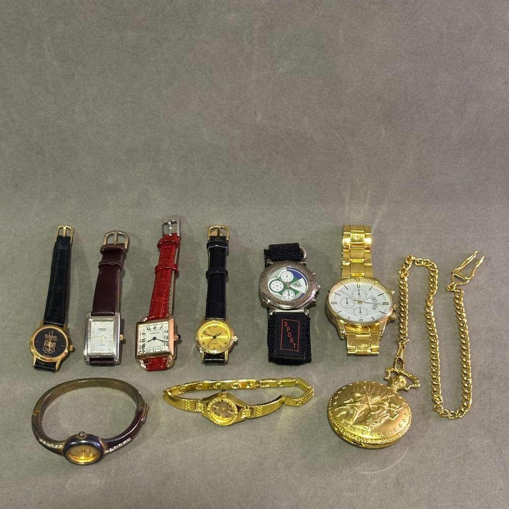 Vintage & Modern Watch Lot 9pc Kodak Olympic Gruen Civil War Pocket Watch Meibo